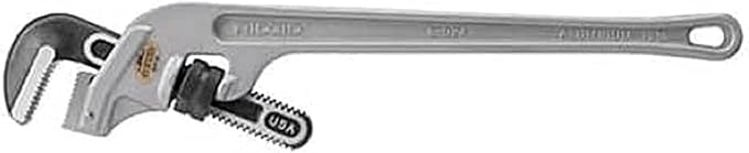 RIDGID 90127 E-924 24" Aluminum End Pipe Wrench with 3" Pipe Capacity, 40% Lighter Aluminum End Plumbing Wrench with Angled Handle
