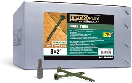 Deck Plus Deck Screws, #8 x 2in, 3000 Pack, Green