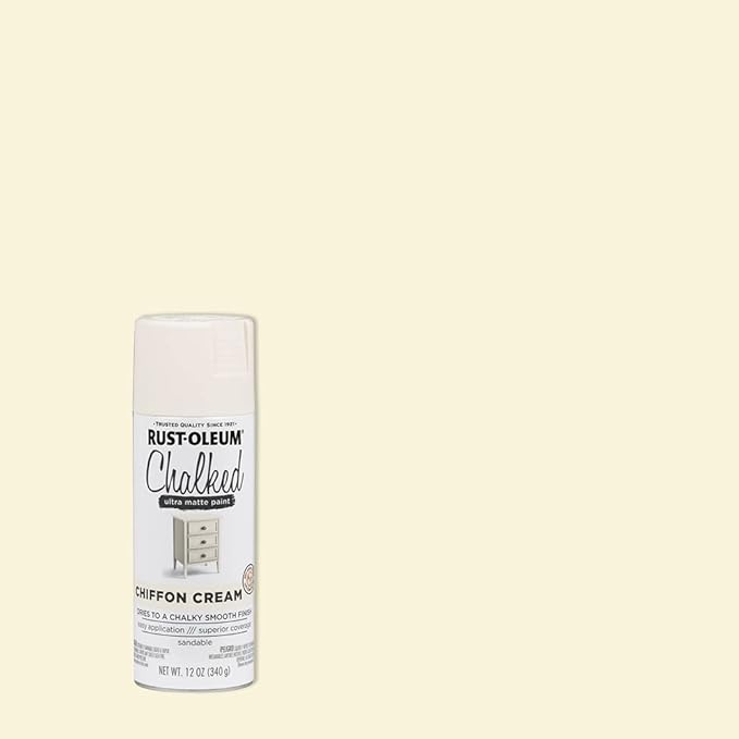 Rust-Oleum Chiffon Cream Chalked All-in-One Ultra Matte Spray Paint | One Coat Coverage | No Primer, Sanding, Or Topcoat Needed | Easy Spray Application | Made in USA | 12 OZ