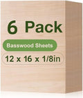 Rowood 6 Pack Basswood Sheets,12x16x1/8inch,3mm Basswood for Laser Cutting,Adult Craft Kits,Thin Plywood Board Unfinished Wood,DIY Ornaments and Architectural Model-WB110
