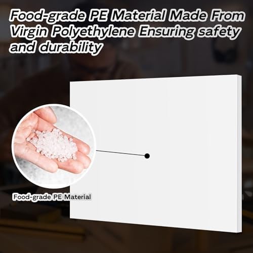 HDPE Sheet 1/2" Thick - 24"x36" HDPE Plastic Sheet, White Plastic Sheet for Crafts, DIY Projects, and Industrial Use