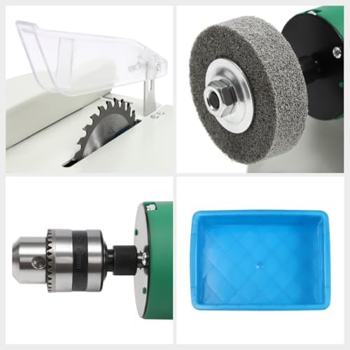 5-in-1 Mini Table Saw, Speed Adjustable Table Saws for Crafts, 750W Electric Desktop Grinder Polisher Sander for Cutting Polishing Grinding Carving Drilling of Wood Jade Metal Agate
