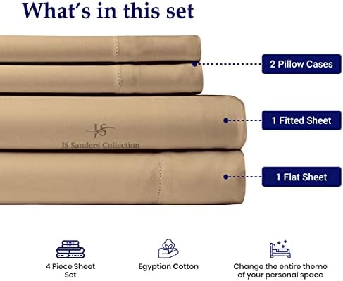 JS Sanders Collection Split Head Sheet Set King Size,Taupe