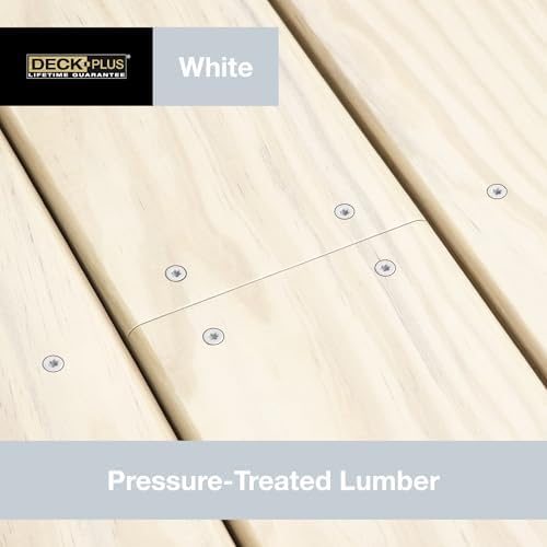Deck Plus 1-5/8 Inch Epoxy Coated Exterior Wood and Fence Screws #8 x 1-5/8" Torx/Star Drive Included Coarse Thread, Outdoor Rust Resistant Decking Screw, White, 75 Pieces | 42667