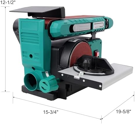 【LuckyNote】Benchtop Belt and Disc Sander,120V/60Hz,4x36 in. Belt & 6 in. Disc Sander, Green color