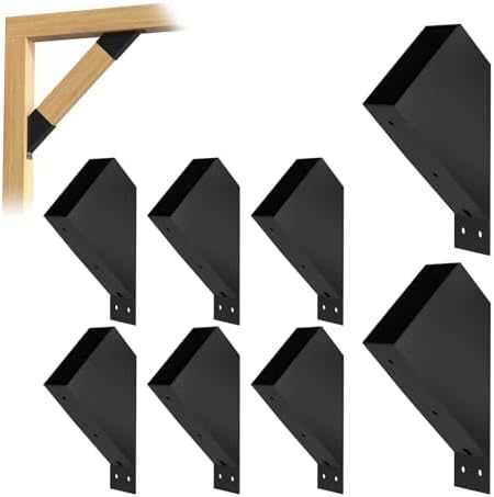8Pcs 45 Degree Angle Brackets for Pergola Kits - Heavy-Duty Metal Gazebo Brackets & 2x4 Wood Connector, Universal DIY Pergola Bracket Kit with Lumber Compatibility