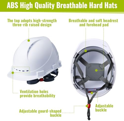 Mumufy 18 Pcs Suspension Hard Hats with Safety Vests and Goggles Bulk, Safety Helmets Vented Cap Helmet High Visibility Vest Mesh Reflective Anti Fog Goggles Adjustable Temples for Construction Work