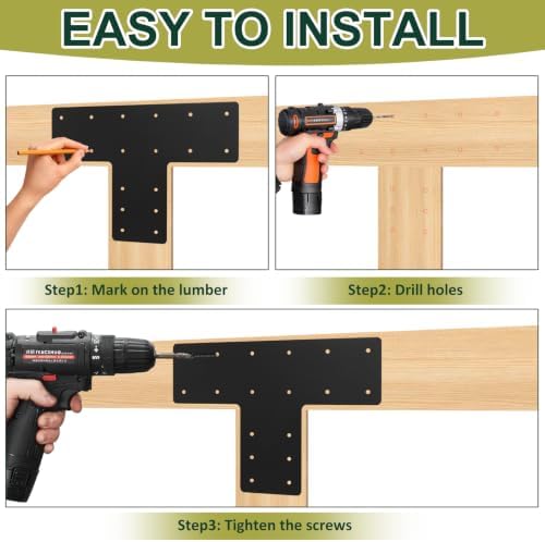 4 Pcs 16.8"x12" T Post Brackets Fit 6x6 6x8 Wood, 3MM Thick