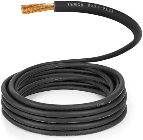 TEMCo 6 Gauge AWG 75 Ft Black Flexible Pure Copper Made in USA Welding Cable Battery Wire - Heavy Duty Automotive, Solar, Inverter, Car, RV, Truck