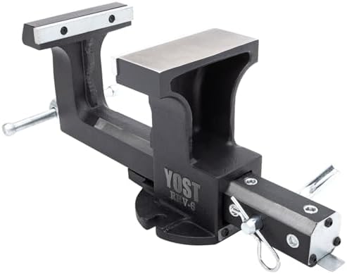 Yost Vise RHV-6 6-Inch Truck Trailer Receiver Vise | Heavy Duty Portable Work Vise | 5.9" Jaw Width, 5.81" Max Jaw Opening, 4.96" Throat | Fits Standard 2" Hitch with Hitch Pin Included