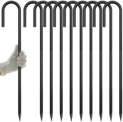 AAGUT Rebar Stakes 24 Inch J Hook, 1/2" Tent Stakes Heavy Duty for Carport
