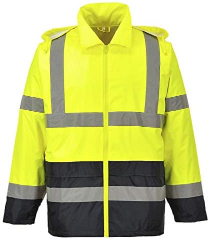 Portwest UH443 Classic Waterproof Rain Jacket in Reflective Contrast Hivis ANSI, 4XL