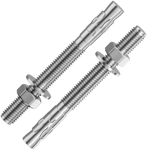 Wensilon 30Pcs 1/2x5-1/2 Inch Standard Fasteners for Heavy-Duty 304 Stainless Steel Wedge Anchors for Cement and Concrete