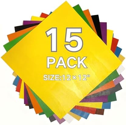15Pk Colored Plywood 12x12x1/10in Wood for Laser Engraving