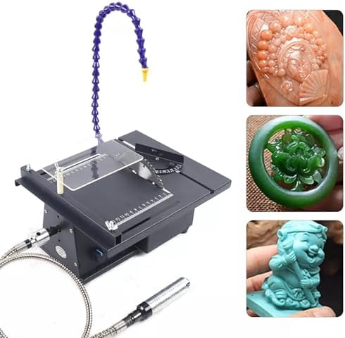 110V Portable Table Saw Gem Jewelry Rock Polishing Grinding Machine,Lapidary Polisher Buffer Jade Cutting Carving Machine,Mini Table Saw DIY Grinder Tool for Cutting,Grinding,Polishing
