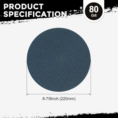 25Pcs Sanding Discs 8-7/8In 80Grit Hook and Loop Sandpapers Blue