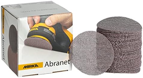 Mirka Abranet 3 Inch 400 Grit Mesh Sanding Discs, Hook and Loop, 50 Pack