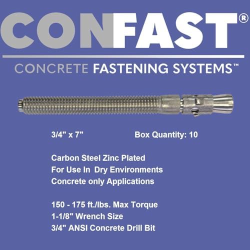 CONFAST 3/4" x 7" Wedge Anchor Zinc Plated (Box of 10)
