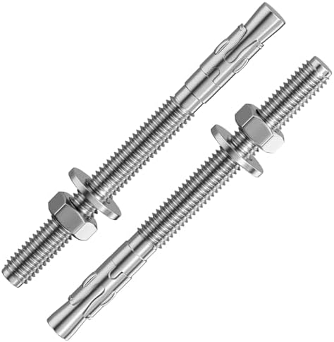 Wensilon 10Pcs 3/8x4 Inch Standard Fasteners for Heavy-Duty 304 Stainless Steel Wedge Anchors for Cement and Concrete