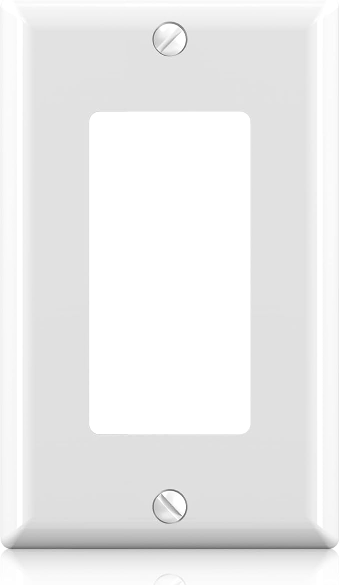 ELEGRP Decorative Receptacle Wall Plate, 1-Gang Standard Size Decorator Covers, Unbreakable Polycarbonate Faceplates for Decorator Device, UL Listed, Screws Included (1 Pack, Glossy White)