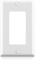 ELEGRP Decorative Receptacle Wall Plate, 1-Gang Standard Size Decorator Covers, Unbreakable Polycarbonate Faceplates for Decorator Device, UL Listed, Screws Included (1 Pack, Glossy White)