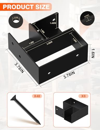Heavy Duty Workbench Bracket Kit, 8 Pcs 3-Way Right Angle Corner Brackets for DIY Custom Workbenches, Work Tables, Garage Shelves, Many Other Wooden Projects, Fits 1.6"x3.6" Wood
