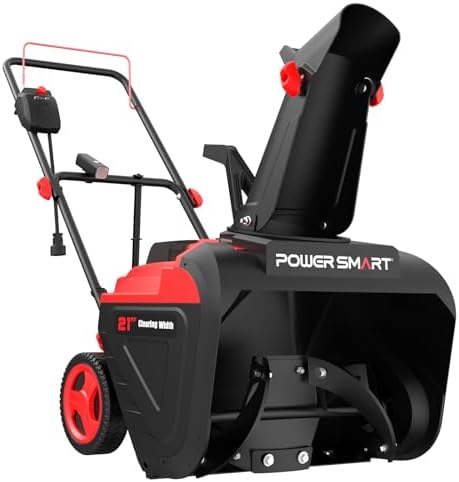 PowerSmart 21 Inch Corded Electric Snow Blower, 15 Amp, with LED Light