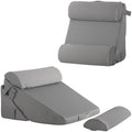 Bedluxe Adjustable 4pcs Bed Wedge Pillow Set, Memory Foam Wedge Pillows Post Surgery for Back, Neck, Leg Pain Relief, Pillow Wedge for Sleeping, Sitting up in Bed, Acid Reflux and GERD, Grey
