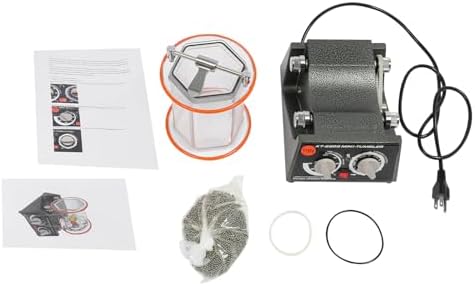 Mini Vibratory Tumbler Polishing Machine, 11lbs Capacity 60W Jewelry Rotary Finisher with 0-60 Minutes Timer, 5 Speeds for Jewelry, Coins, Metal Parts Deburring