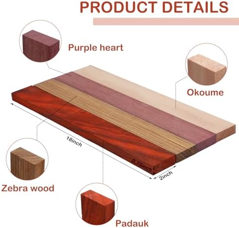 8 Pcs Exotic Hardwood Lumber 3/4" X 2" X 18"