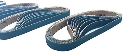 3/8 x 13 Inch Sanding Belts - Starcke Premium 36 Grit Blue Zirconia Cloth Belt Sanders for Woodworking, Metal, Composites & Aluminum, Autobody Sandpaper Belts, Narrow Air File Belt Sanding - 30 Pack