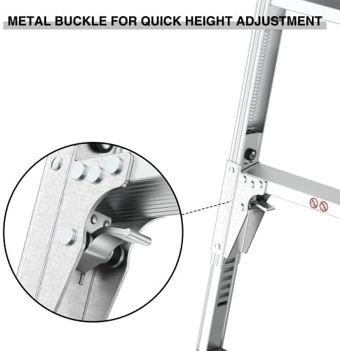 40" Aluminum Folding Work Platform/Step Stool with Telescoping Legs 22" - 27.5" Height Adjustable - 225 lbs, Non-Slip, Portable Ladder Bench for Washing, Painting