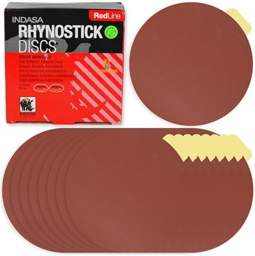 Indasa 5" Rhynostick 100 PCS – 400 Grit, PSA Sanding Discs – High-Performance Abrasive, 250°F Heat-Resistant, Clog-Free, No Residue – Aluminum Oxide Plus Lubricant