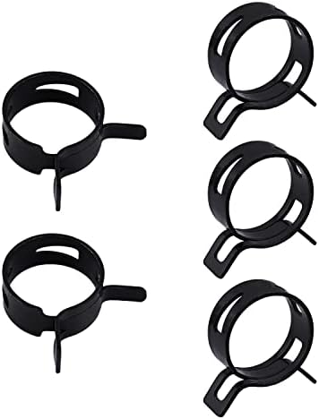 5pcs 0.75" ID Constant Tension Band Hose Clamps, 19mm Spring Band Type Action Hose Clamp Manganese Steel Fuel Line Clamp Low Pressure Air Clip Clamp for Fuel Hose Line Water Pipe Air Tube black