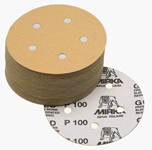 Mirka 23-321-320 5" 5-Hole 320 Grit Dustless Adhesive Sanding Discs - 100 Pack