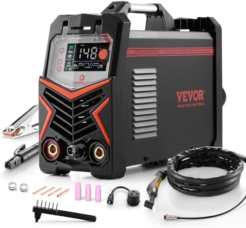VEVOR TIG Welder, 205A 3-In-1 Welding Machine (Large LED Display)- DC TIG/DC Pulse TIG/MMA(Stick), 110&220V Dual Voltage Electric Welder with IGBT Inverter High-Frequency Start