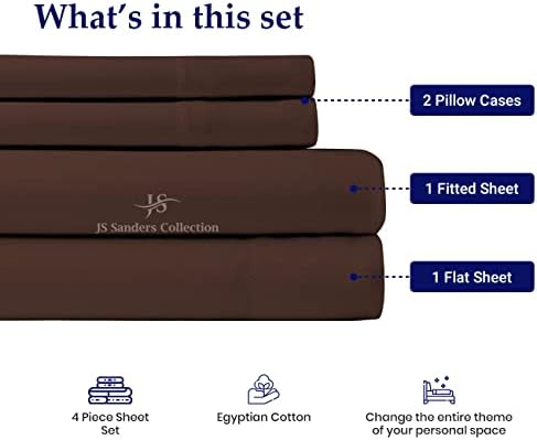JS Sanders Collection Split Head Sheet Set Cal. King Size,Chocolate