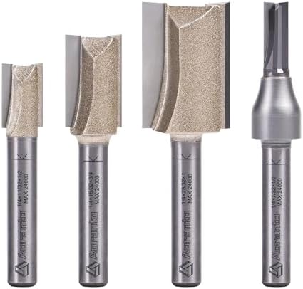 4 Pieces Undersize Plywood Dado Bits 1/4" Shank, Straight Router Bits Cutting Diameter: 7/32", 11/32", 15/32", 23/32", Useful for Routing Accurate Grooves in Undersized Plywood