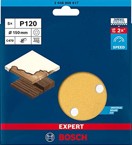 Bosch Professional 5x Expert C470 Sandpaper (Ø 150 mm, Grit 120, Accessories Orbital Sander)
