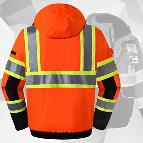 JKSafety Safety Jakcet for Men Women 3M Reflective Tape JK118 OBlack XL