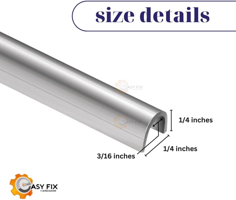 Hardware Snap-On Sliding Patio Door Track Cover, 1/4" Stainless Steel Rail Repair Cap, 7/32" W x 9/32" Profile, Fix Sticky Sliding Glass Door Track, 8 ft, Pack of 2