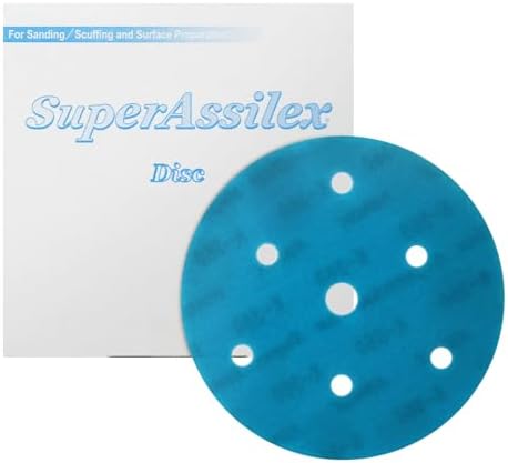 Super Assilex Flexible 5 inch Sanding Discs, OCEAN K-360, 7 Holes, Hook & Loop, 195-1545, 25 Discs
