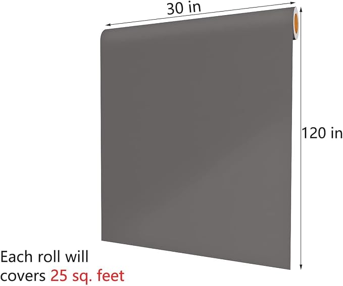 30"x120" Grey Wallpaper Peel and Stick Grey Contact Paper for Cabinets Gray Wallpaper Removable Vinyl Cabinet Wrap Contactpaper Gray Contact Paper Matte Solid Color Cabinet Wrap Roll