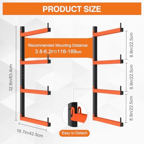 Housolution 4-Level Lumber Storage Rack - 4 Pack Holds Up 400LBS