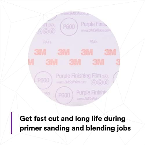 3M Hookit Purple Finishing Film Abrasive Disc, 260L, 30671, 6 in, P600