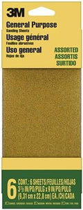 3M Sandpaper, Assorted Pack 100-150-220 Grit, 6 Sheets, 3-2/3 in x 9 in, Sands Paint, Wood & Metal, Great For General Purpose Sanding, Assorted Coarse, Medium & Fine Sand Paper (9019NA-CC)