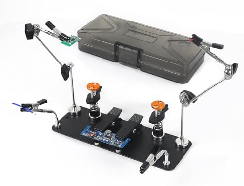Magnetic Helping Hands Clamp Metal, Adjustable Third Hand Soldering Holder Stand For Small Electronics, Hobby DIY Craft,PCB Repair, Precise Work, Exclusive Dual-Head Ultra-Grip