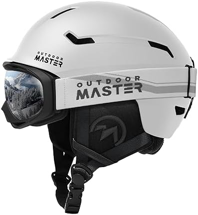 OutdoorMaster Ski & Snowboard Helmet Set with OTG Ski Goggles for Adults