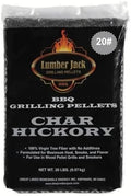 Lumber Jack Char Hickory BBQ Grilling Pellets, 20 lb Bag, 100% Hardwood Food Grade Pellets for Pellet Grills & Smokers, Clean Burning with Bold Hickory Smoke Flavor
