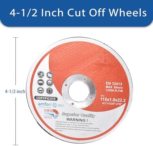 WFLNHB 100 Pack 4-1/2 Inch Cut Off Wheels for Metal and Stainless Steel Cutting Discs for Angle Grinders 4.5 x .040 x 7/8 Inch
